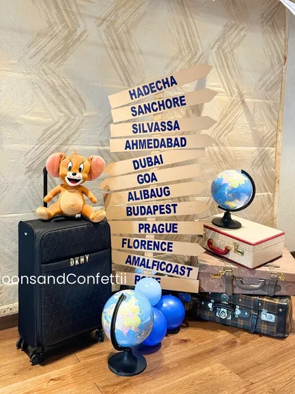 A custom destination signpost pointing to all the places the family has traveled, adding a wonderful personal story to the decor.
