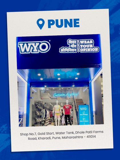 Announcing my new store in Pune, with the address and a photo of the storefront.