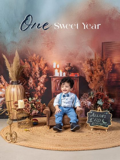 Celebrating a first Eid birthday in style! This little gentleman in his bow tie and suspenders looks perfectly dapper in a rustic, candle-lit setting.