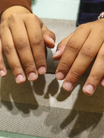 This is the 'before' shot for many of my clients. Even if you have short or bitten nails, I can create a healthy, clean base ready for a complete transformation.