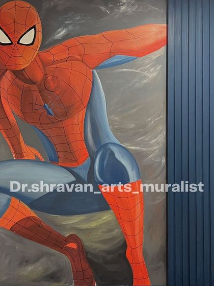 A quick and energetic mural of Spider-Man for a young fan's room. It's always fun to bring a child's favorite hero to life in a big way!