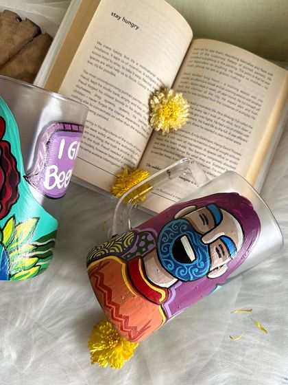 Another one of the new beer mug designs, featuring a cool male portrait with a blue beard.