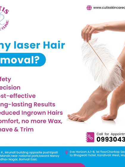 This graphic explains the key benefits of choosing laser hair removal. Our treatments are safe, precise, and cost-effective in the long run. They also reduce ingrown hairs and provide a level of comfort that waxing and shaving cannot match.