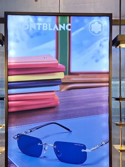The stunning in-store display for the Montblanc eyewear collection. The visuals and branding are as luxurious as the products themselves.