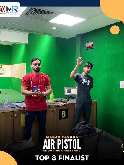Two of the top 8 finalists during a break in the action at our Air Pistol Challenge. Our events foster both competition and camaraderie among athletes.