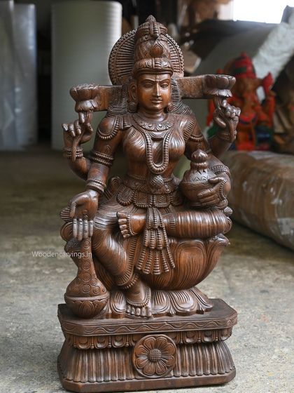 Another full view of the 36-inch MahaLakshmi statue in our workshop.