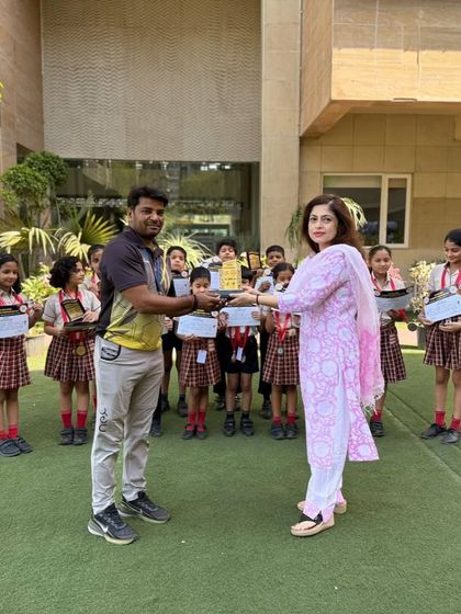 Our Principal honors our gymnastics coach, Mr. Puran Lal, for his dedication and commitment. We believe that great coaches are instrumental in nurturing champions and we value their contribution immensely.