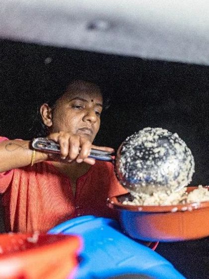 Preparing meals for our street dogs. Every scoop of food is a promise that we care. You can sponsor a day's feeding by getting in touch with us.