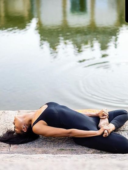 This is Matsyasana, or Fish Pose, a heart-opening posture that is often practiced at the end of a session. It helps to release tension in the neck and shoulders while creating a sense of expansion in the chest.