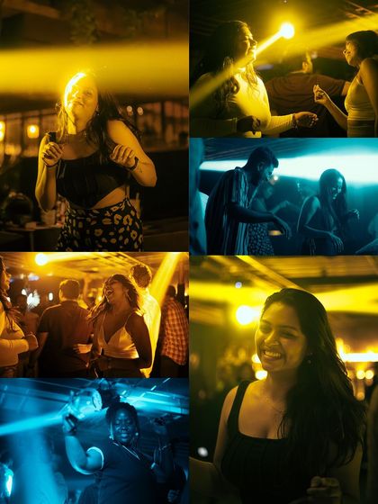 A collage showcasing the happy faces and good vibes at Gawky Goose.