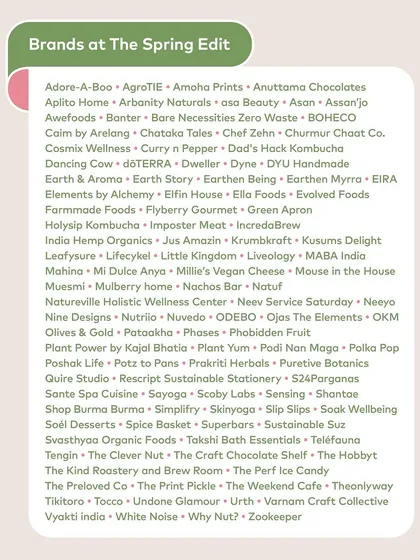 A comprehensive list of all the brands featured at "The Spring Edit" event.