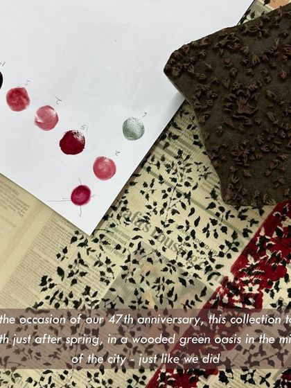 'Songs of a Vintage Spring' is our debut saree collection with the label Dhi. It is a celebration of sustainable craft, using 70+ year old teak blocks from our archive to create wearable art that tells a story of Bangalore's seasons.