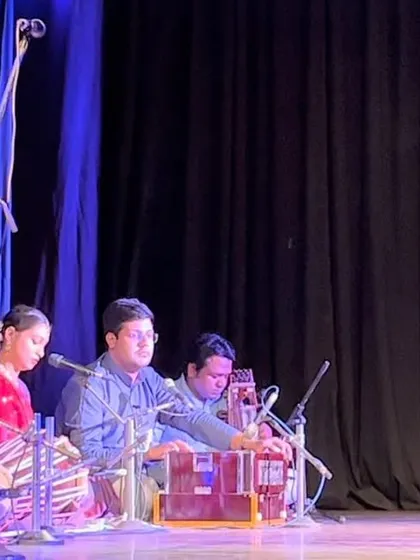 The musicians' corner, focused and providing the live score for the dance.