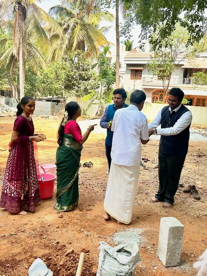 Our team congratulating the clients at the start of their villa construction. This marks the beginning of a collaborative journey to build their dream home.