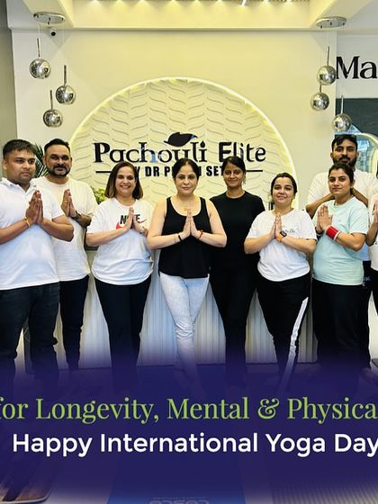 Our team celebrating International Yoga Day together. This image captures the spirit of unity and wellness that we cultivate at Pachouli, practicing what we preach.