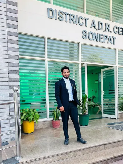 Posing at the District A.D.R. Centre in Sonipat. Alternative Dispute Resolution can be a key part of family law, and I am experienced in negotiation and mediation.