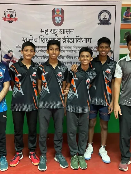 Our victorious U-14 boys' team with their coaches after winning the gold medal at the Mumbai Divisional DSO Inter-School event.