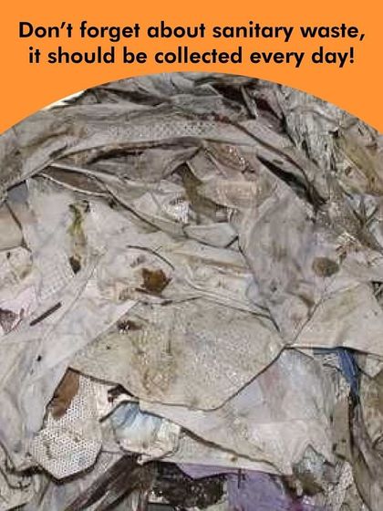 Sanitary waste requires special handling. It should be collected daily and sent to a proper incineration plant. We help communities set up a safe and hygienic collection system for it.