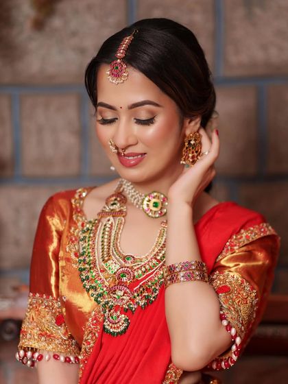 A festive look for Ugadi, celebrating new beginnings with a beautiful, traditional style.