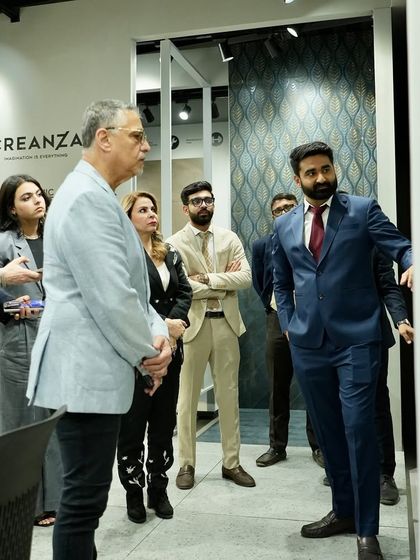 Touring the new Creanza Tiles showroom with the team. It is always inspiring to see new materials and designs that can redefine the way we envision surfaces in our projects.