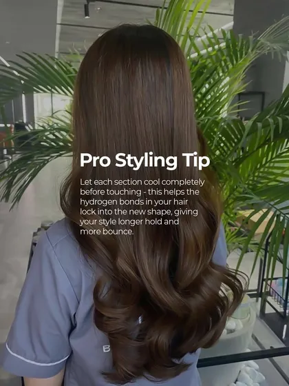 A pro styling tip we share with all our students: let each section cool completely to lock in the style for longer hold and more bounce.