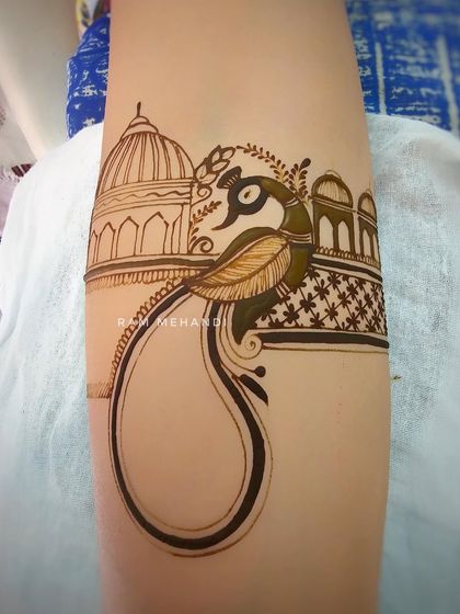 The first step of a peacock design. This outline shows how I lay down the foundation of the artwork before adding shading and texture.