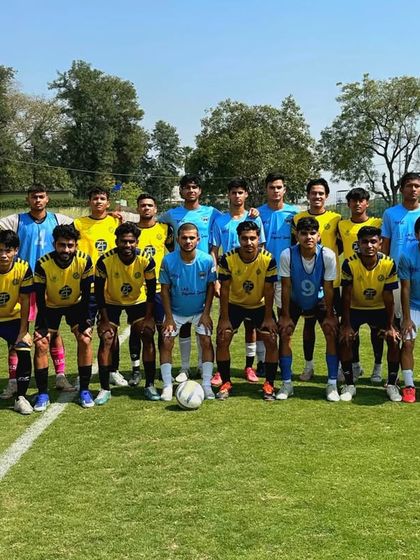 The full U-19 squad from Frontier FC and the U-20 squad from Zinc FC posing together after an intense practice match.