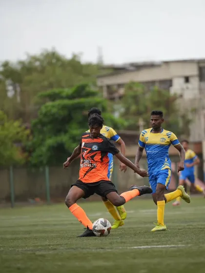 A powerful shot unleashed towards the goal, showcasing the attacking intent of our players.