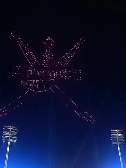 The national emblem of Oman, the Khanjar, recreated with stunning precision by our drones. This formation was a tribute to the nation's rich heritage and pride.