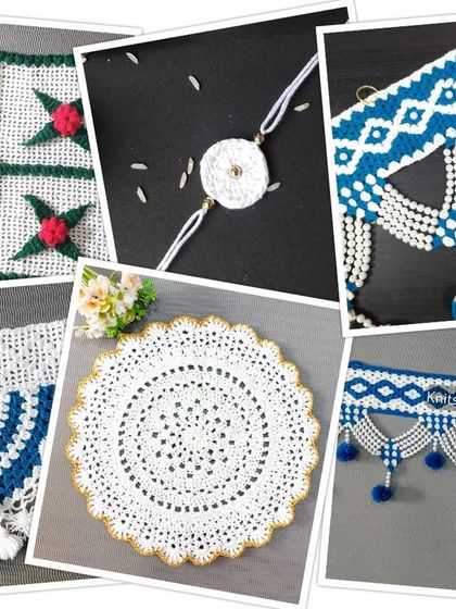 A collection of my creations in white and blue, put together for the second day of Navratri.