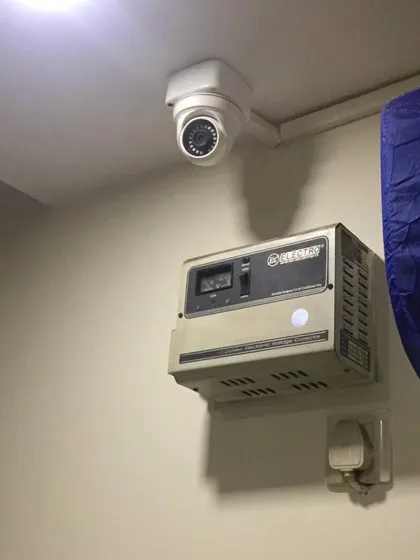 A dome camera installed on the ceiling, providing discreet surveillance.