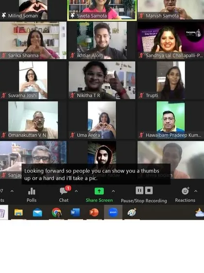 The community showing their support with thumbs-ups during the virtual book launch event.