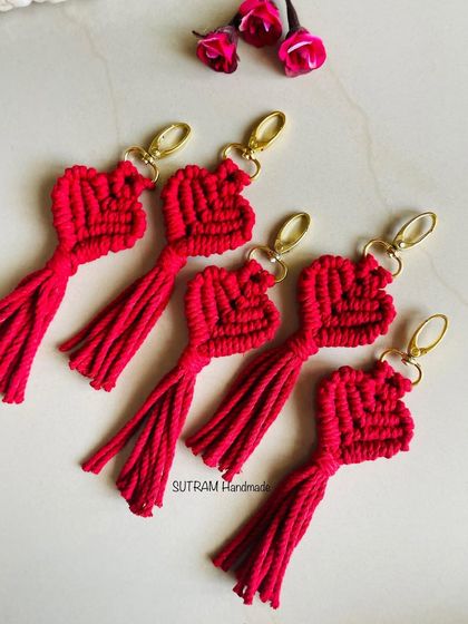 Another shot of my red heart keychains, ready for Valentine's Day.
