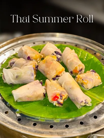 Another look at my fresh Thai Summer Rolls, showcasing the colourful vegetable filling through the translucent rice paper. They are a light, healthy, and flavourful option for any event.
