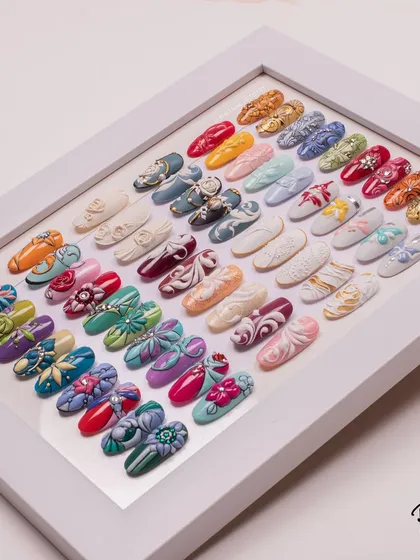 A full view of this impressive collection of my original nail art.