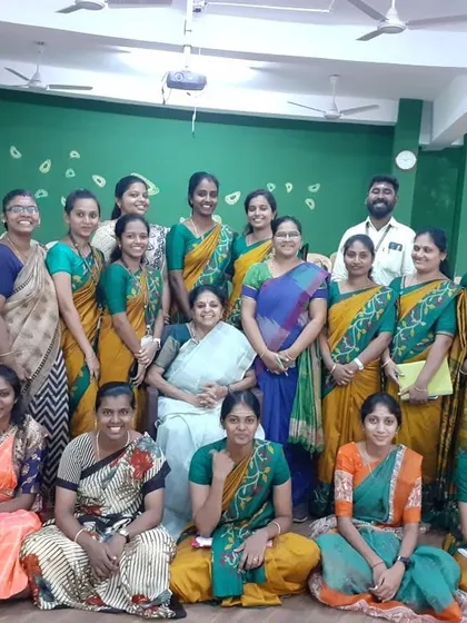 A group photo with the wonderful coordinators from four schools at Shree Shakti International in Coimbatore after a two-day training session.