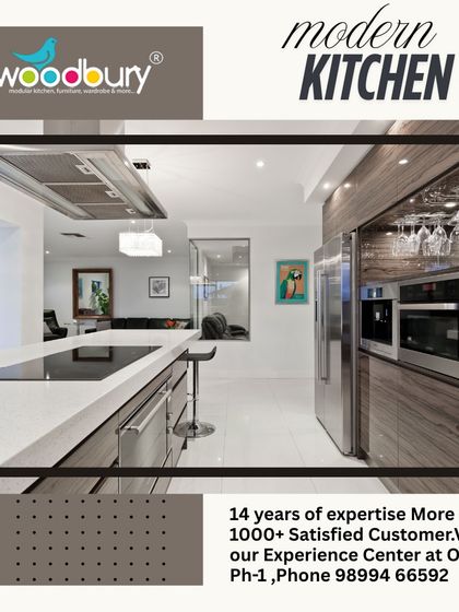 A modern kitchen concept with wood-grain cabinets and a large island with an integrated hob. The built-in wine glass rack is a thoughtful touch for those who love to entertain.