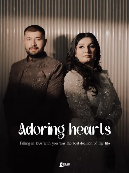 "Adoring hearts." A stylish, low-key portrait of Gourav and Nidhi, capturing their modern love story.
