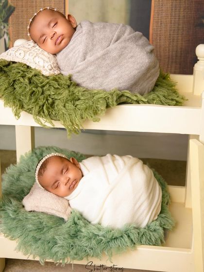 Another angle of the adorable bunk bed setup, showing the full composition with the jungle-themed backdrop.