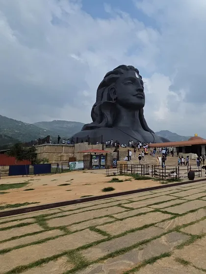 A picture of the Adiyogi statue at Isha Foundation, a key landmark on the Rajyotsava 200k BRM route. Our rides often incorporate interesting and spiritual locations.