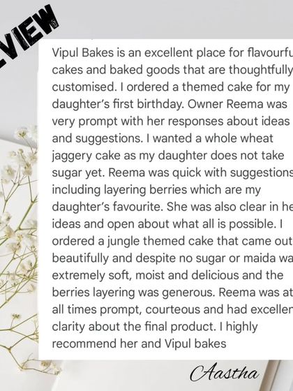 This happy review is for a whole wheat jaggery cake I made for a one-year-old. The client wanted no sugar or maida, and I was happy to create a delicious and healthy jungle-themed cake for her daughter.