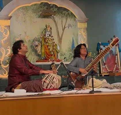A performance shot from our Swar Yatra North America tour, at the Chinmaya Mission Gokul in Bakersfield, California.