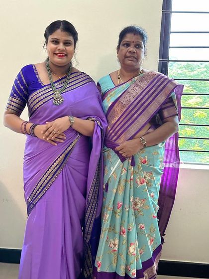 It's a joy to see both mother and daughter looking beautiful in my trending sarees. Thank you for sharing this wonderful picture with me.