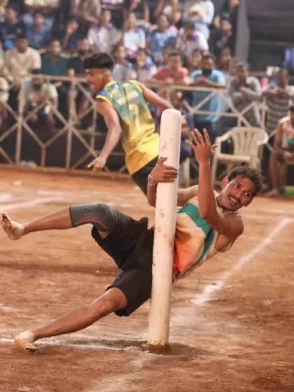 The pole dive is a move of pure agility and courage. Here on our maidan, we perfect these game-changing skills that define a true Kho-Kho champion.