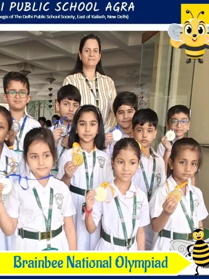 Another group of Handwriting competition winners from DPS Agra, showcasing their neat and stylish writing.