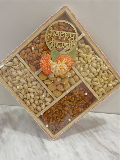 The complete custom dry fruit hamper, a perfect square of healthy and delicious festive treats.