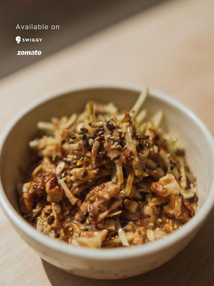 Our apple pie overnight oats are available for delivery via Swiggy and Zomato. It's the perfect healthy meal to enjoy at your desk on a busy morning.