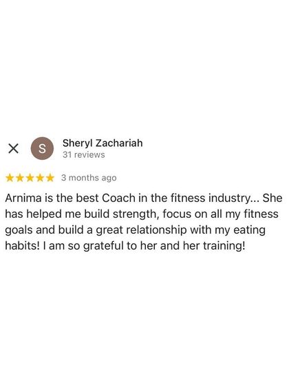 Sheryl calls me the best coach in the industry. I helped her build strength, focus on her goals, and create a great relationship with her eating habits.