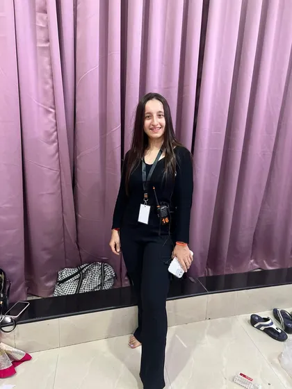 A behind the scenes photo from the Choreofeast awards night, ready with my walkie-talkie to manage the show.