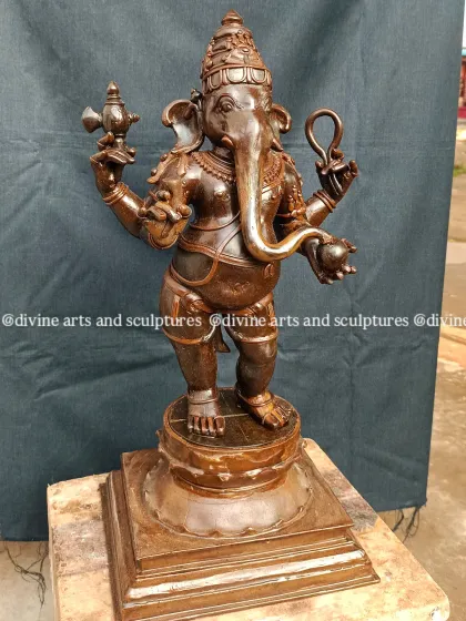 The completed Ganesha wax model, placed on its base. It is now ready for the creation of the mold in our lost-wax casting process.